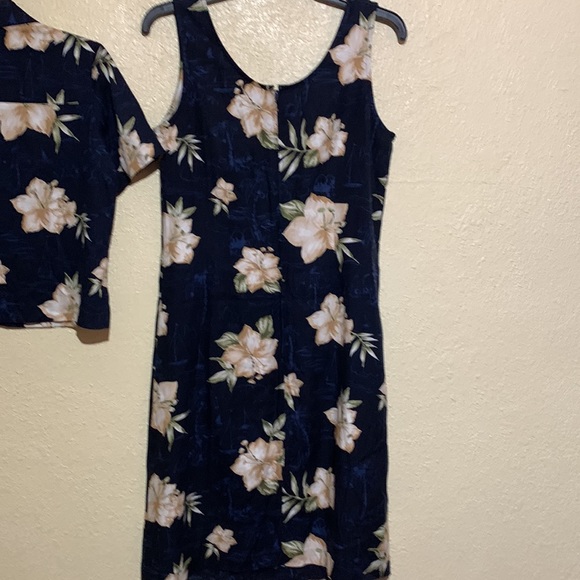K Petite 2 pc Dress with Top Navy Blue Cream Floral Size 6P 100% Rayon - Picture 15 of 16